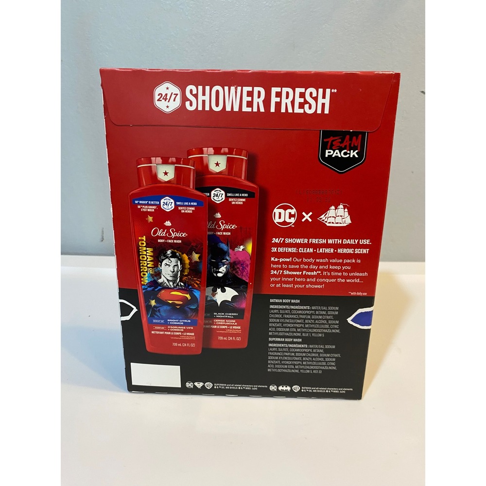 Old Spice DC Comics Body Wash Team Pack Batman Superman 24oz 2pk Bright Citrus - Picture 3 of 4